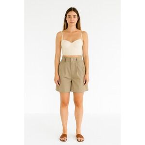 high waisted shorts 80s 90s vintage beige‎ pleated trouser shorts